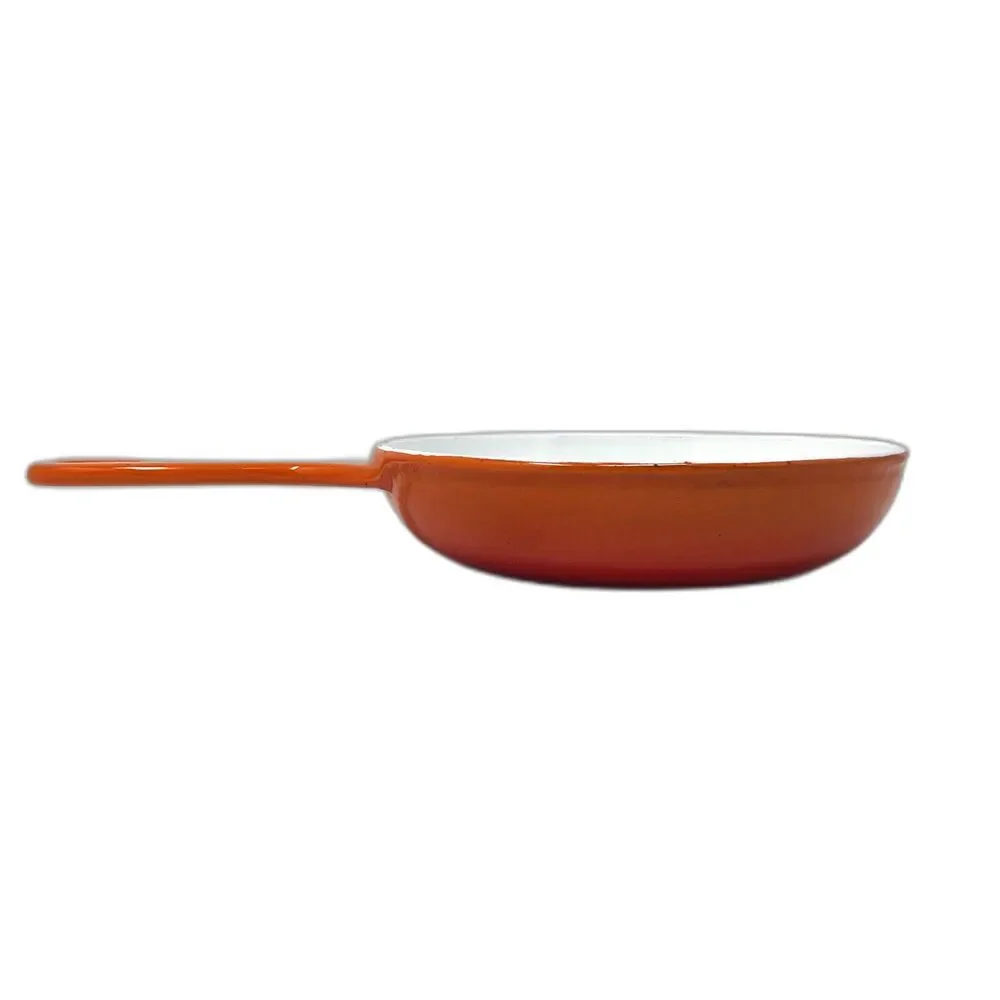 VTG Japanese Cookware Casron Flame Orange Enamel Cast Iron Skillet #2 Pan 6.5